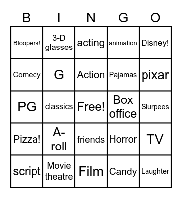 Movie🎥 bingo! Bingo Card