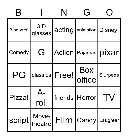 Movie🎥 bingo! Bingo Card