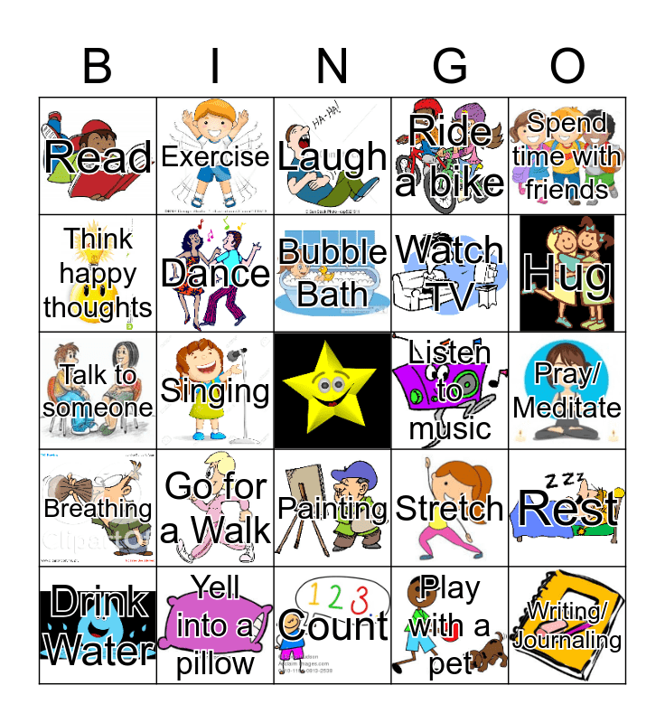 Positive Coping Skills Bingo Card