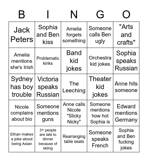 Family Bingo Card