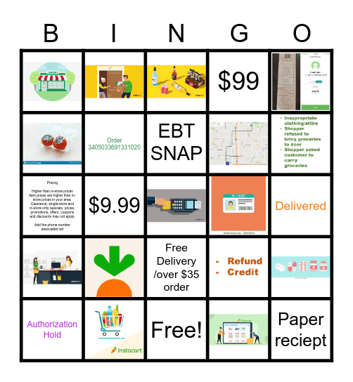 Instacart Bingo Card