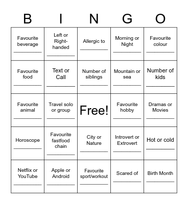 TIC2 Bingo Card