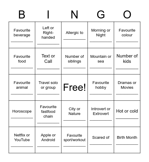 TIC2 Bingo Card