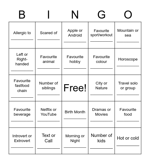 TIC3 Bingo Card