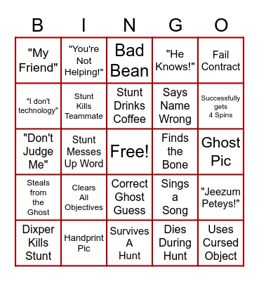 Stunt's Phasmo Bingo Card