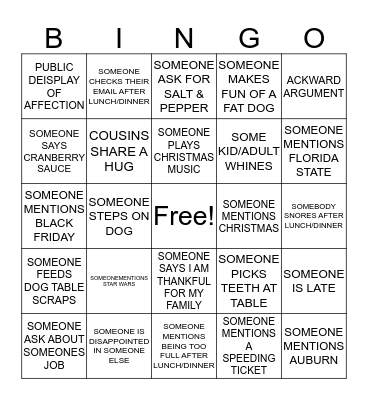 THANKSGIVING Bingo Card