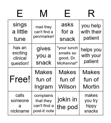 Dr. McKenna's Last Day Bingooo Bingo Card