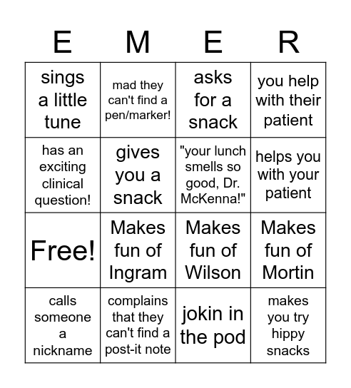 Dr. McKenna's Last Day Bingooo Bingo Card