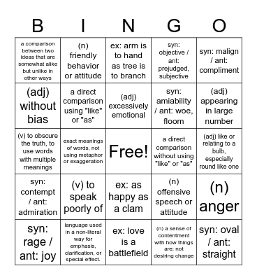 honhum vocab #13 Bingo Card