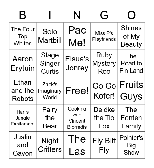 Essen! Shows Bingo Card