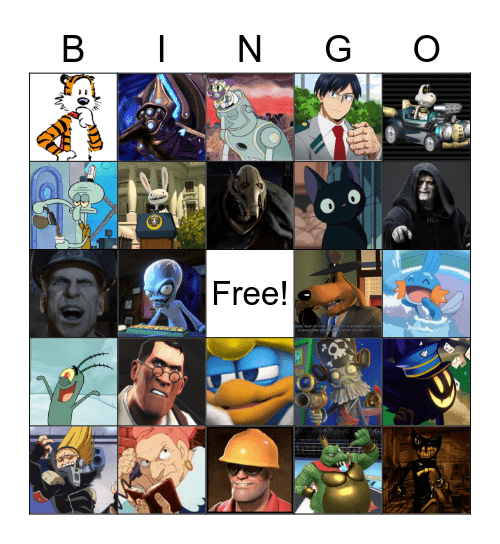 Favorite Character Bingo Card