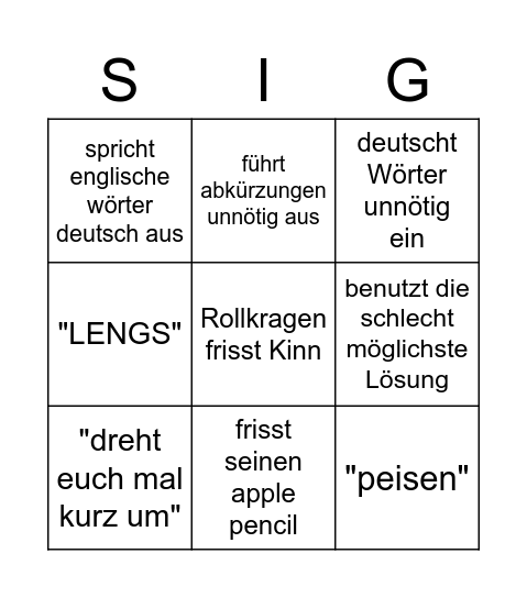 SIEGmar Bingo Card