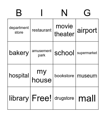 English Time 3 Bingo Card