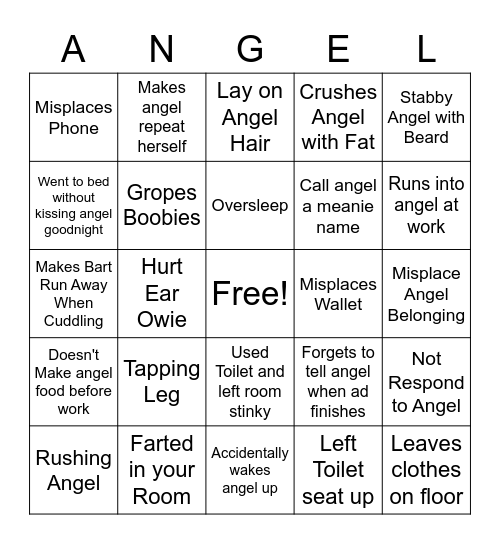 Angel's Valentine Bingo Card