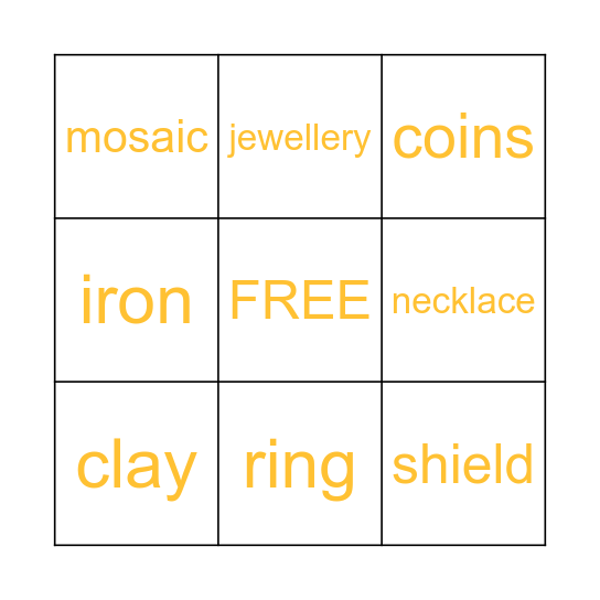 In Roman Times Bingo Card