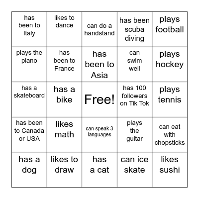 Find someone who... Bingo Card