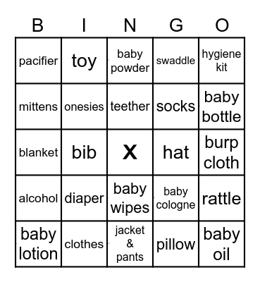 BABY SHOWER Bingo Card