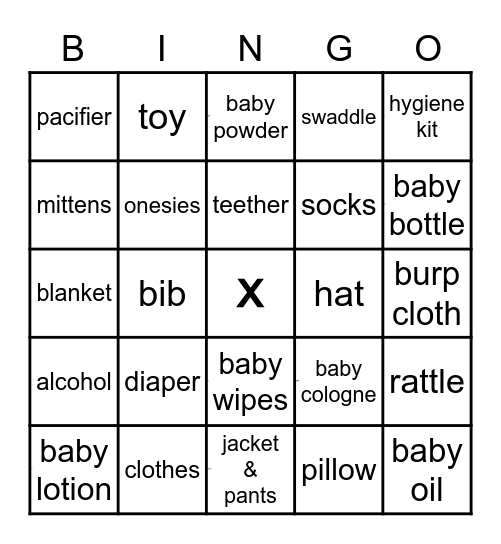 BABY SHOWER Bingo Card