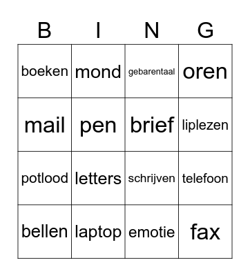 Communicatie Bingo Card