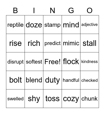 Word Talk! Bingo Card