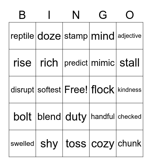 Word Talk! Bingo Card