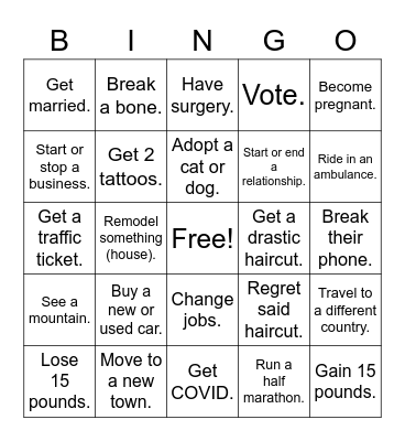 2023 Hodges Bingo Card
