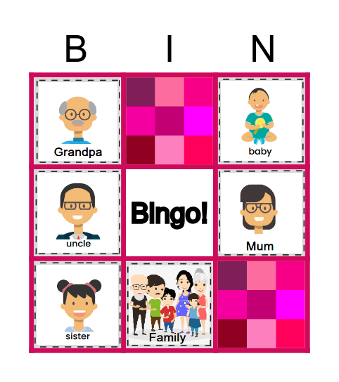 Family members Bingo! Bingo Card