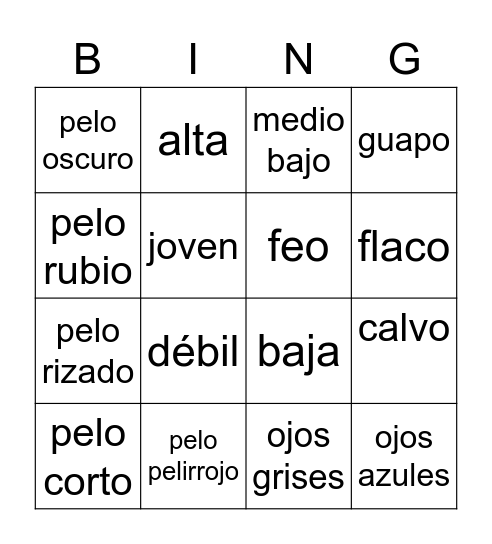 Descripción Física Bingo Card