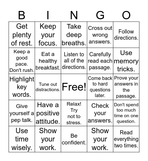 SMART Bingo Card