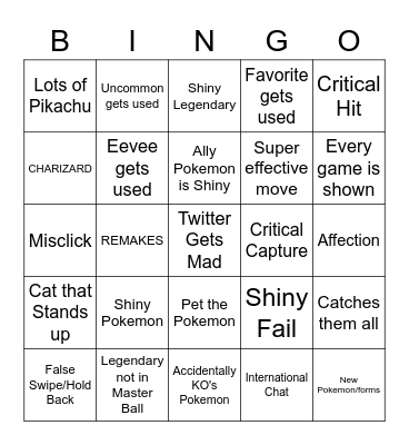 Pokemon 1008 Encounters Bingo Card