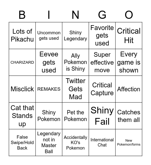 Pokemon 1008 Encounters Bingo Card