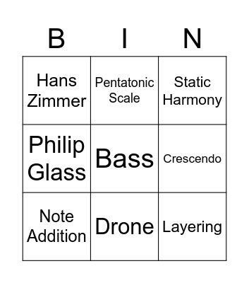 Minimalism Bingo Card