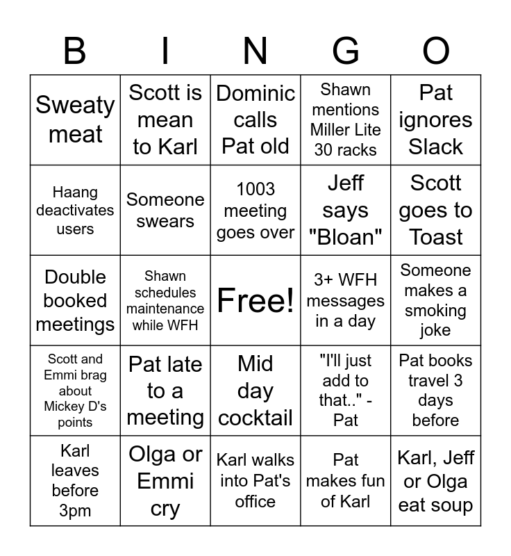 LL Bingo Card