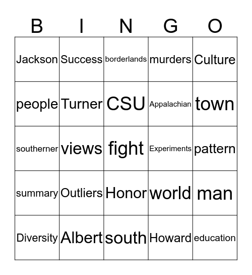 The Outliers Bingo Card