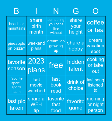 Thursday Thrills Bingo Card