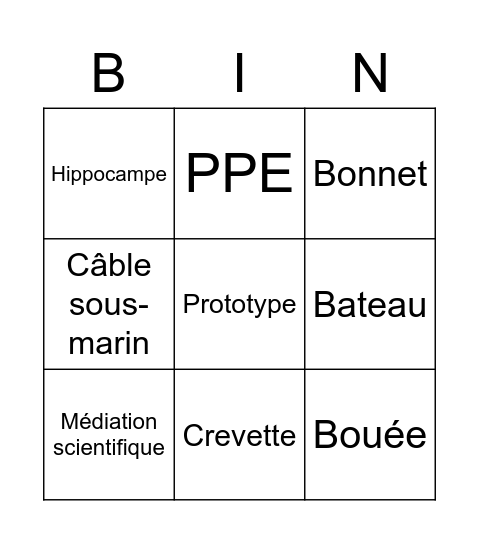 Bingo au fil de l'eau Bingo Card