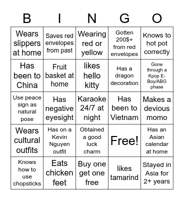 NC APISU BINGO Card