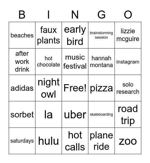 Millie This or That! Bingo Card