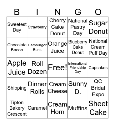 Tiffiny's Tipton Bakery Bingo Card