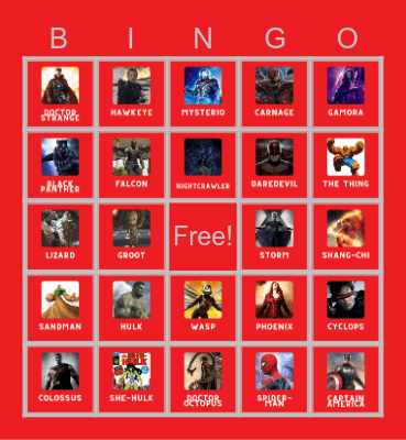 MARVEL Bingo Card