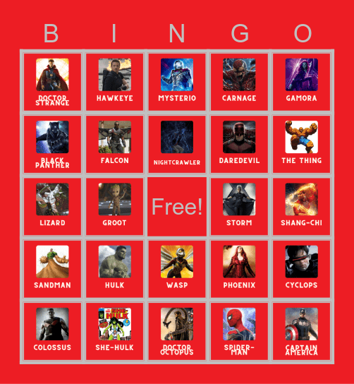 MARVEL Bingo Card