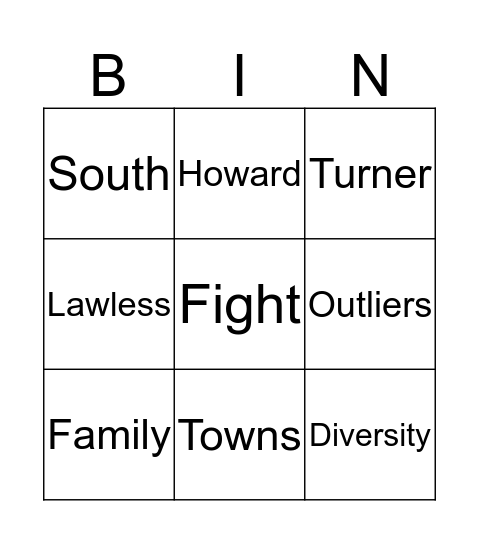 Outliers Bingo Card