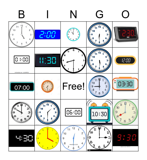 TELLING THE TIME Bingo Card