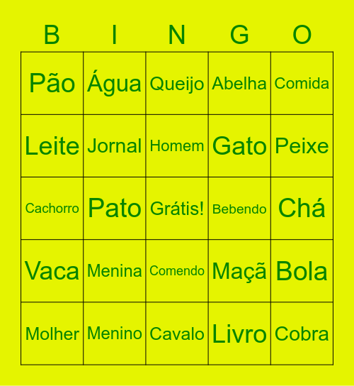 Português Bingo Card