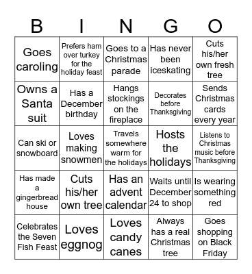 C&S Holiday Bingo Card