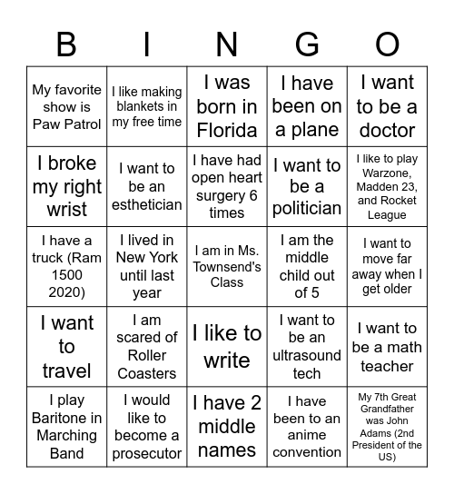 2nd Block Theatre Bingo Card