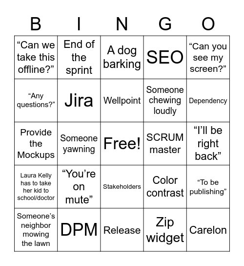 PI Bingo Card