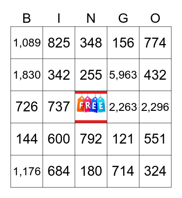 Multiplication Bingo Card