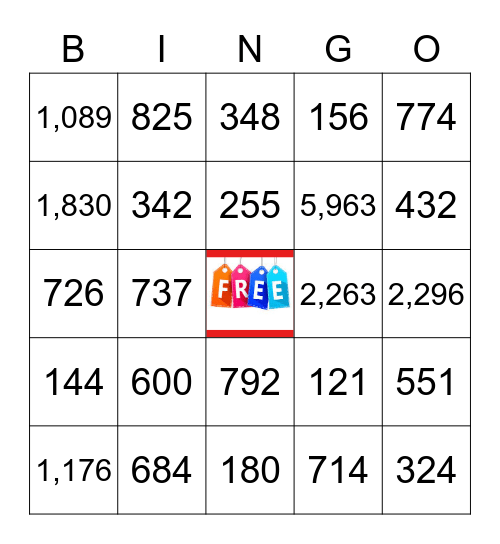 Multiplication Bingo Card