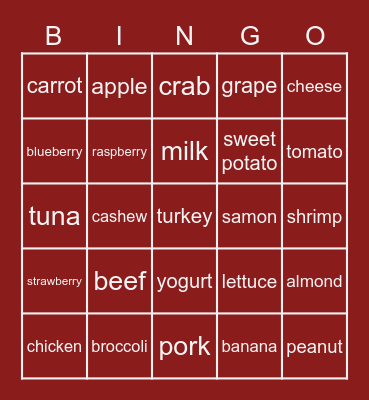Paleo/Keto Bingo Card